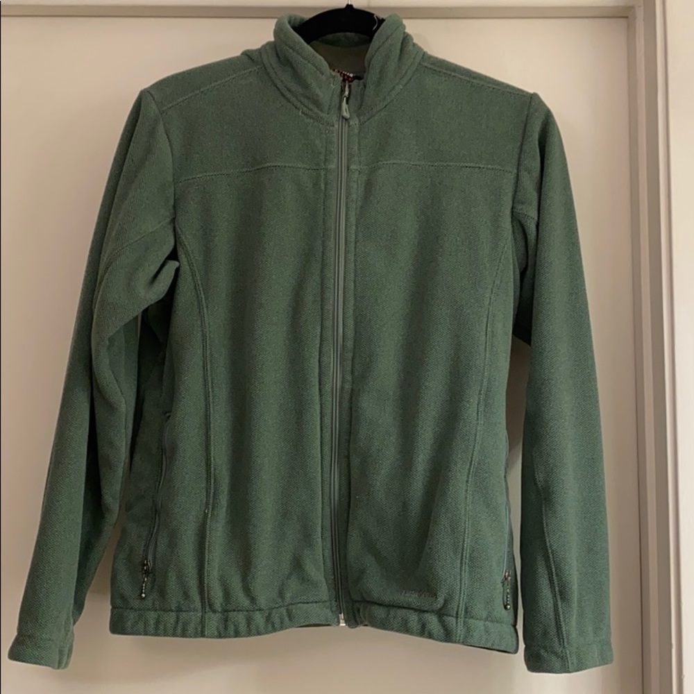 Patagonia zip down jacket in olive green